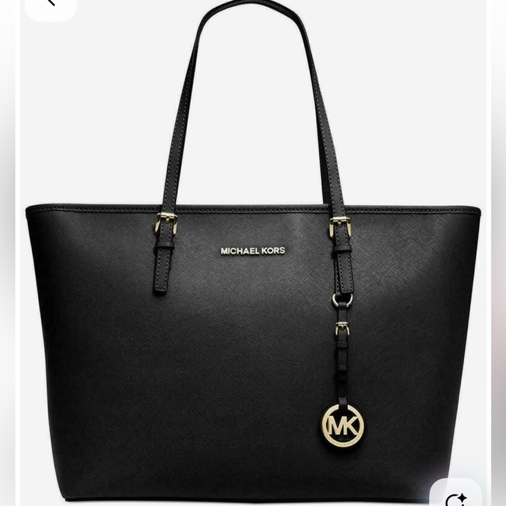 Michael Kors Black Tote with Gold Accents